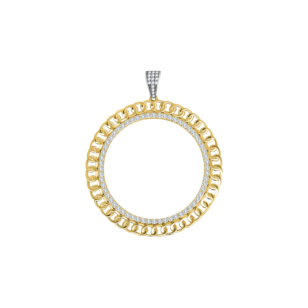 Yellow Gold Curb Link Picture Pendant