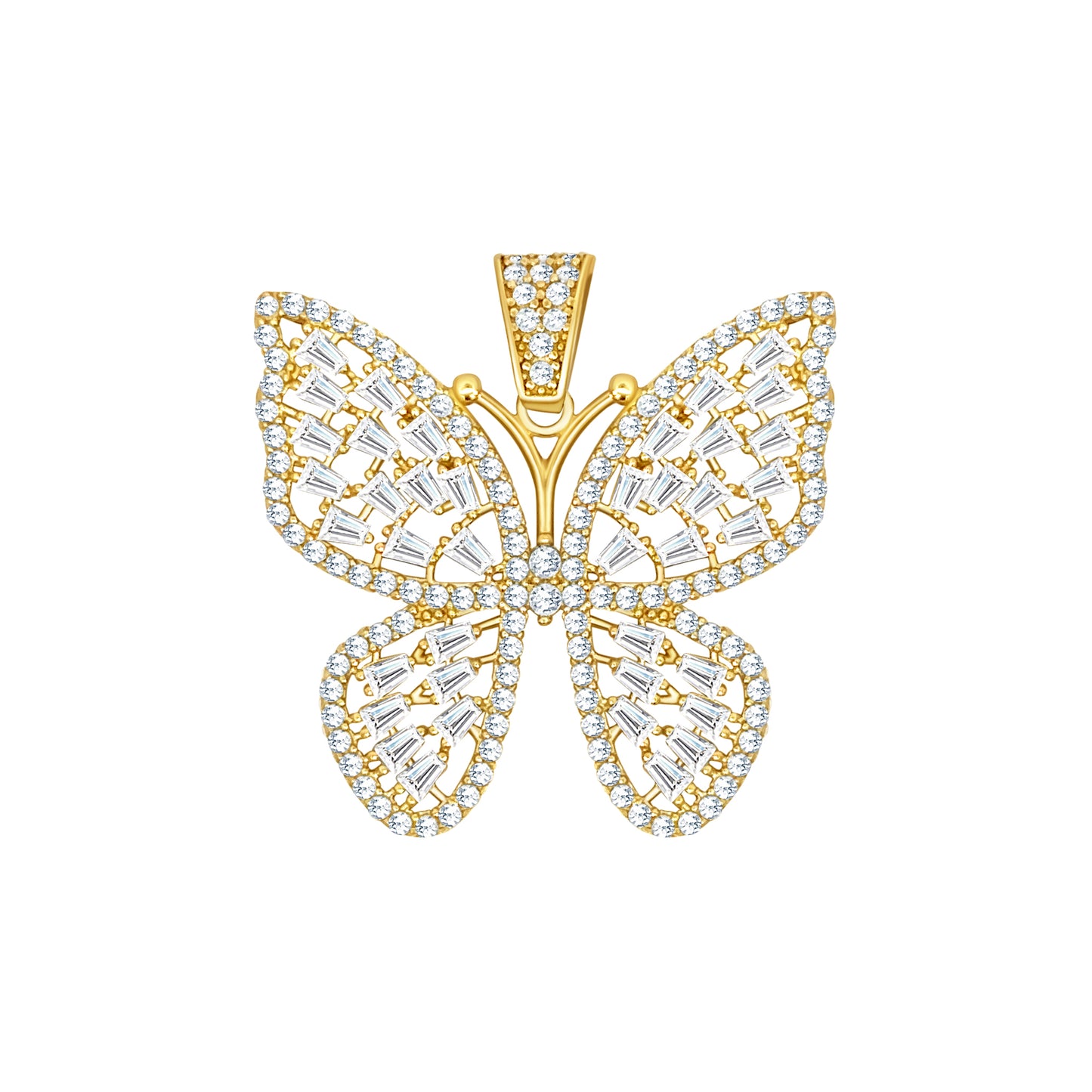 Butterfly Pendant with White Stones