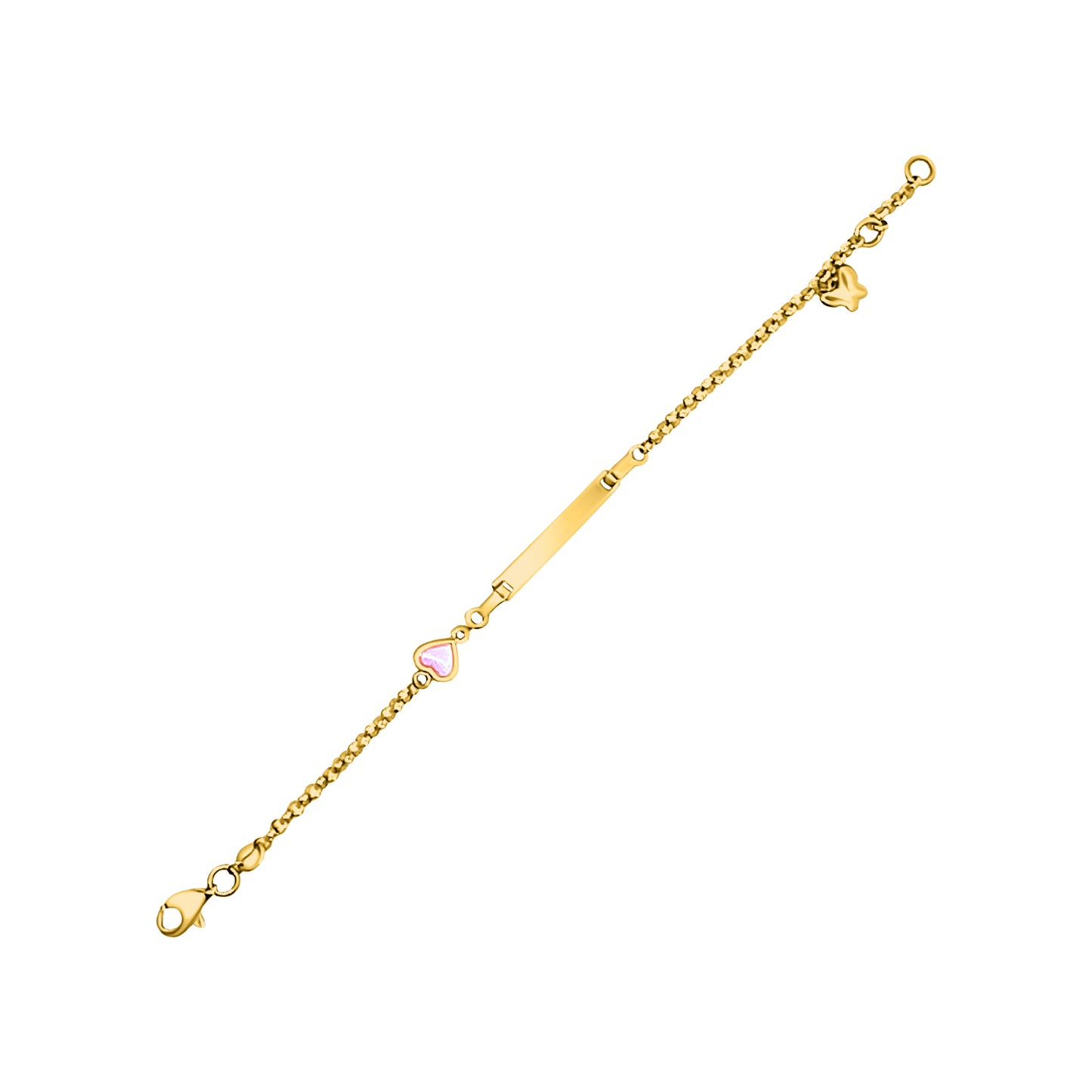 Pink Heart Enamle Gold ID Bracelet