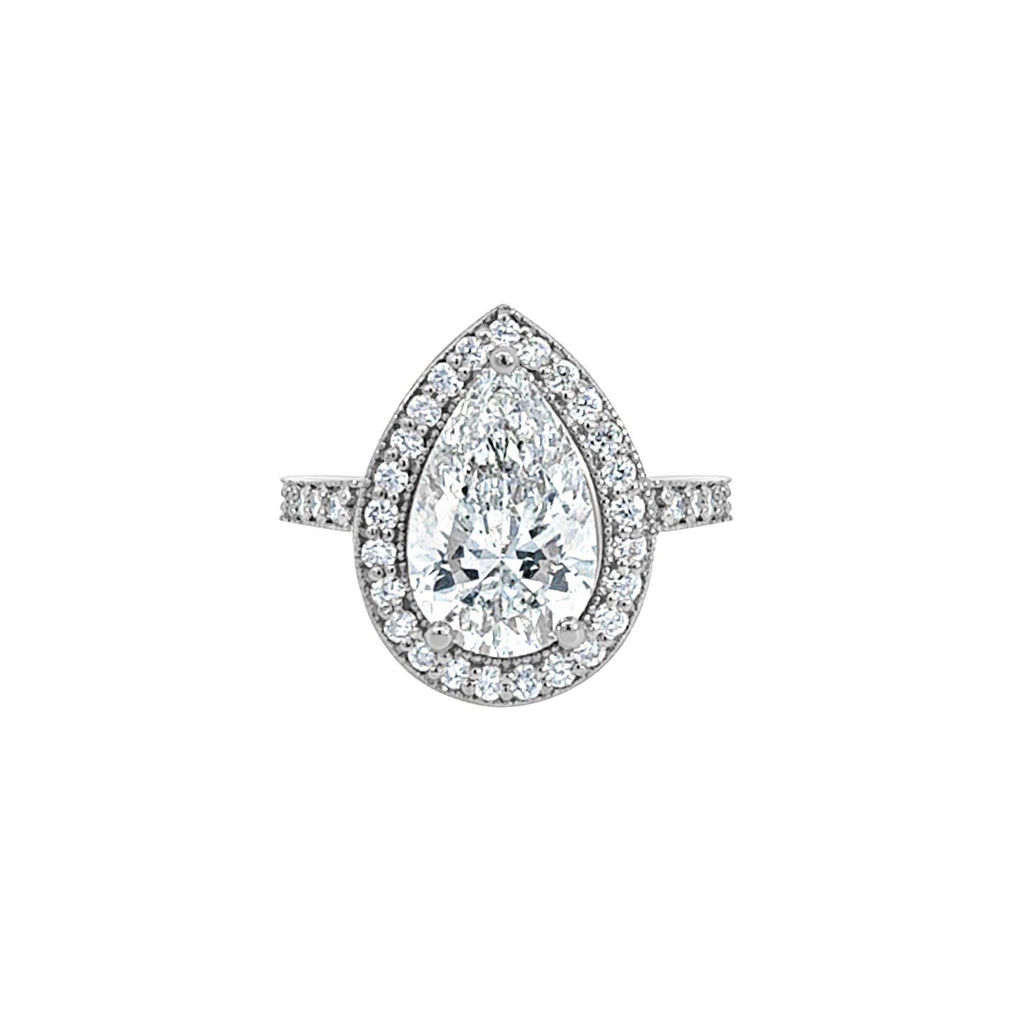 White Gold Pear-Shaped Halo Diamond Ring