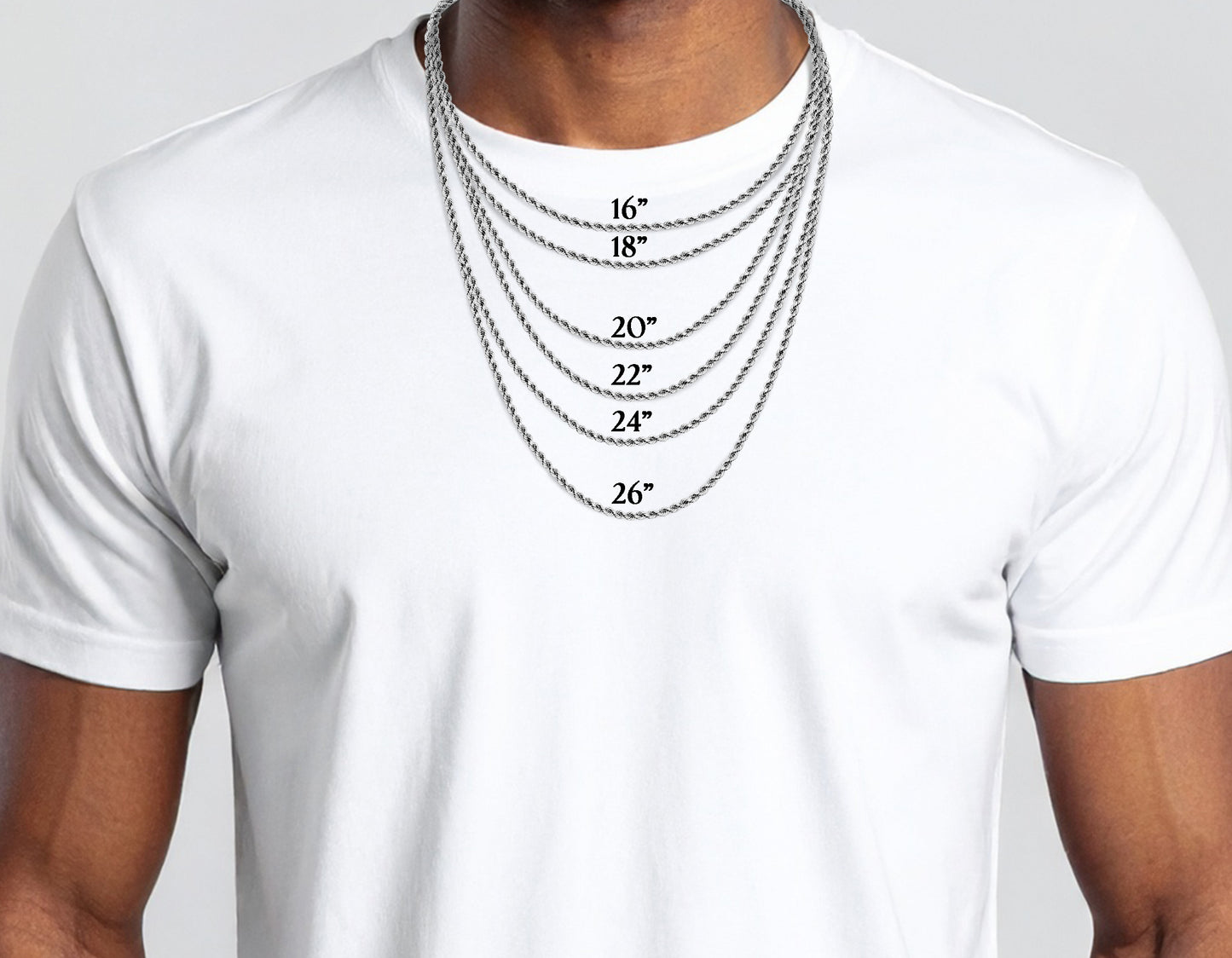 10K White Gold Rope Chain