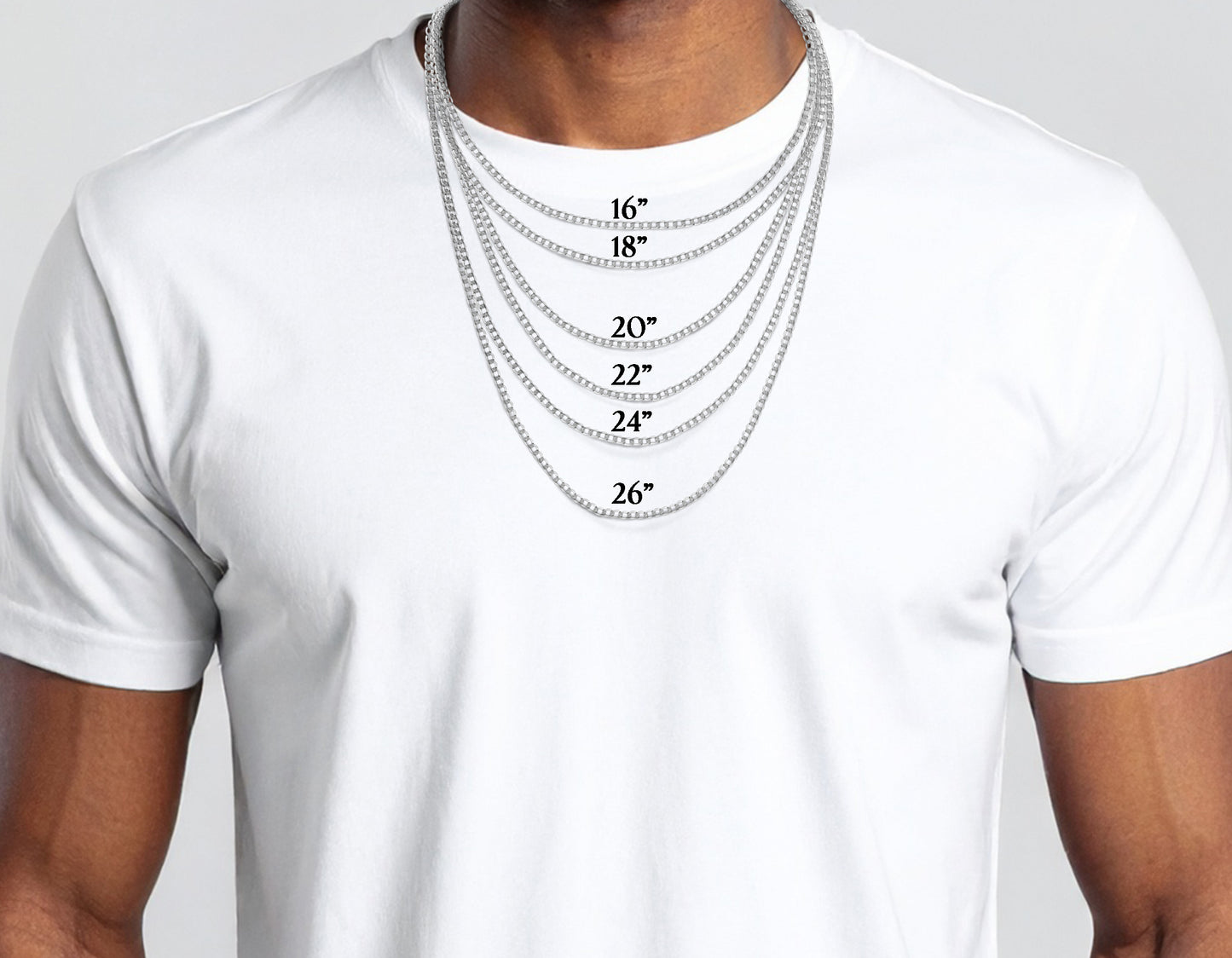 14K White Gold Curb Link Chain
