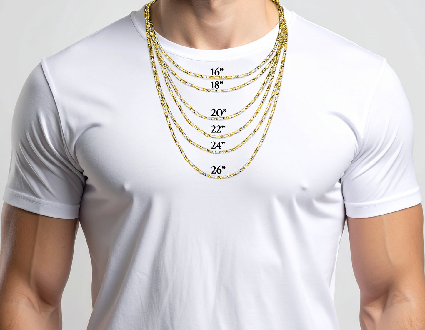 10K Yellow Gold Figaro Link Chain