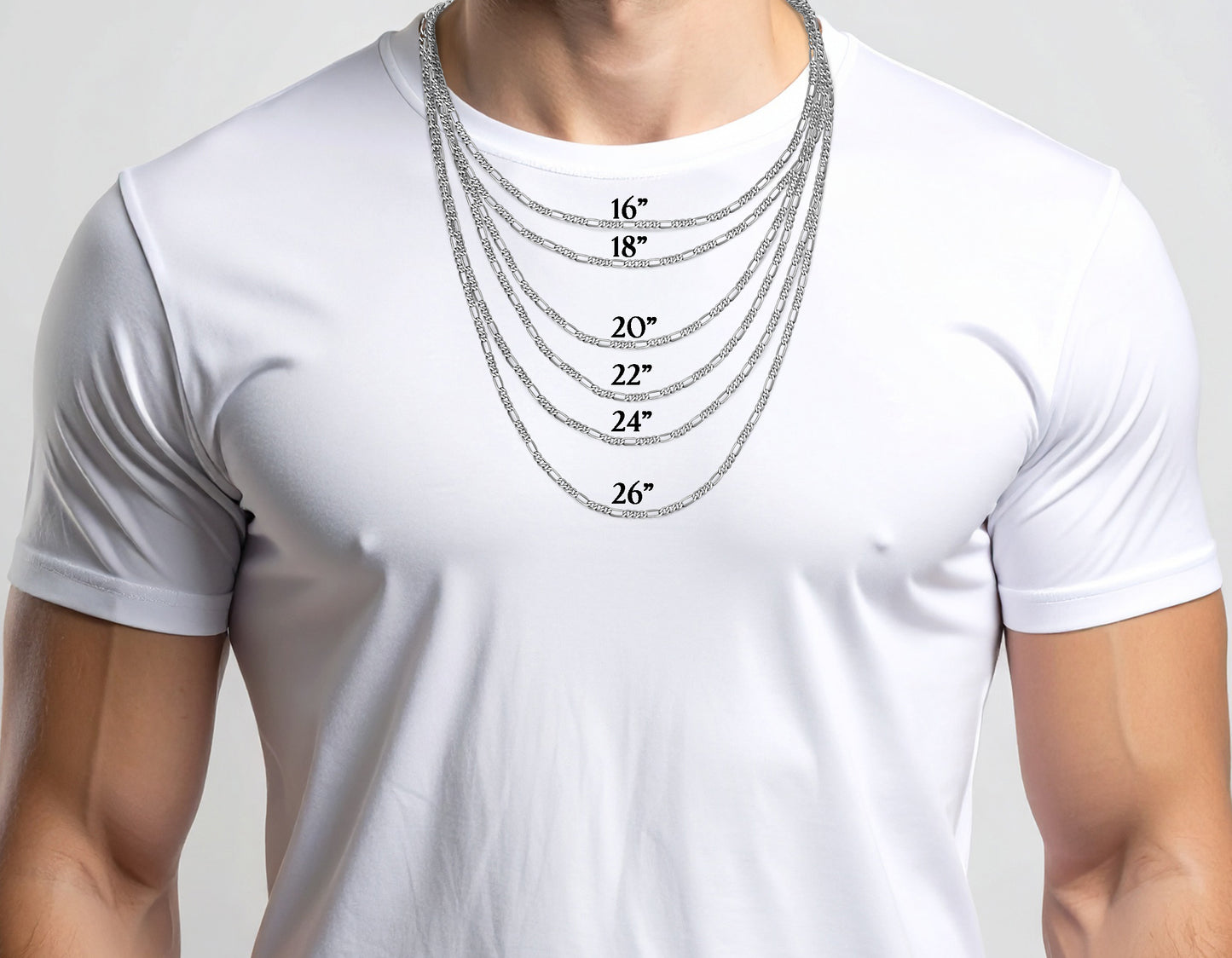 10K White Gold Figaro Link Chain