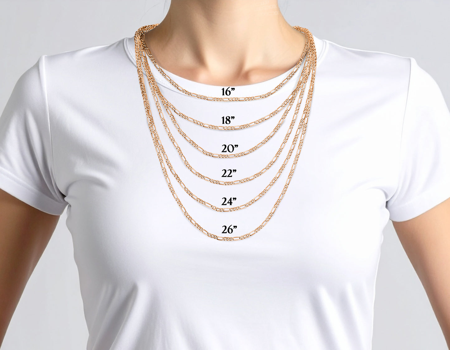 14K Rose Gold Figaro Link Chain