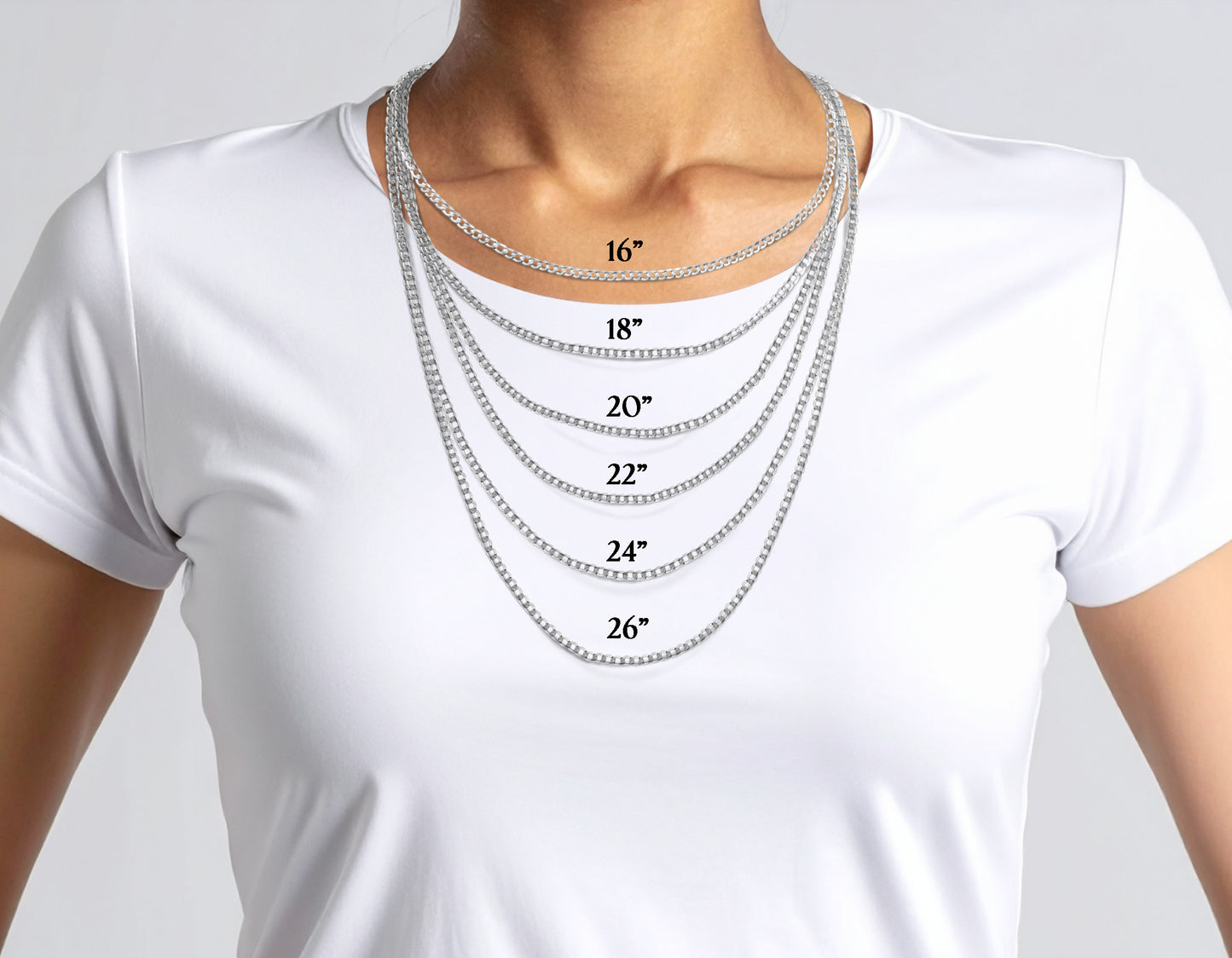 18K White Gold Curb Link Chain