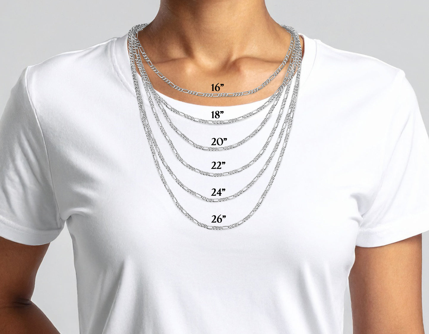 10K White Gold Figaro Link Chain