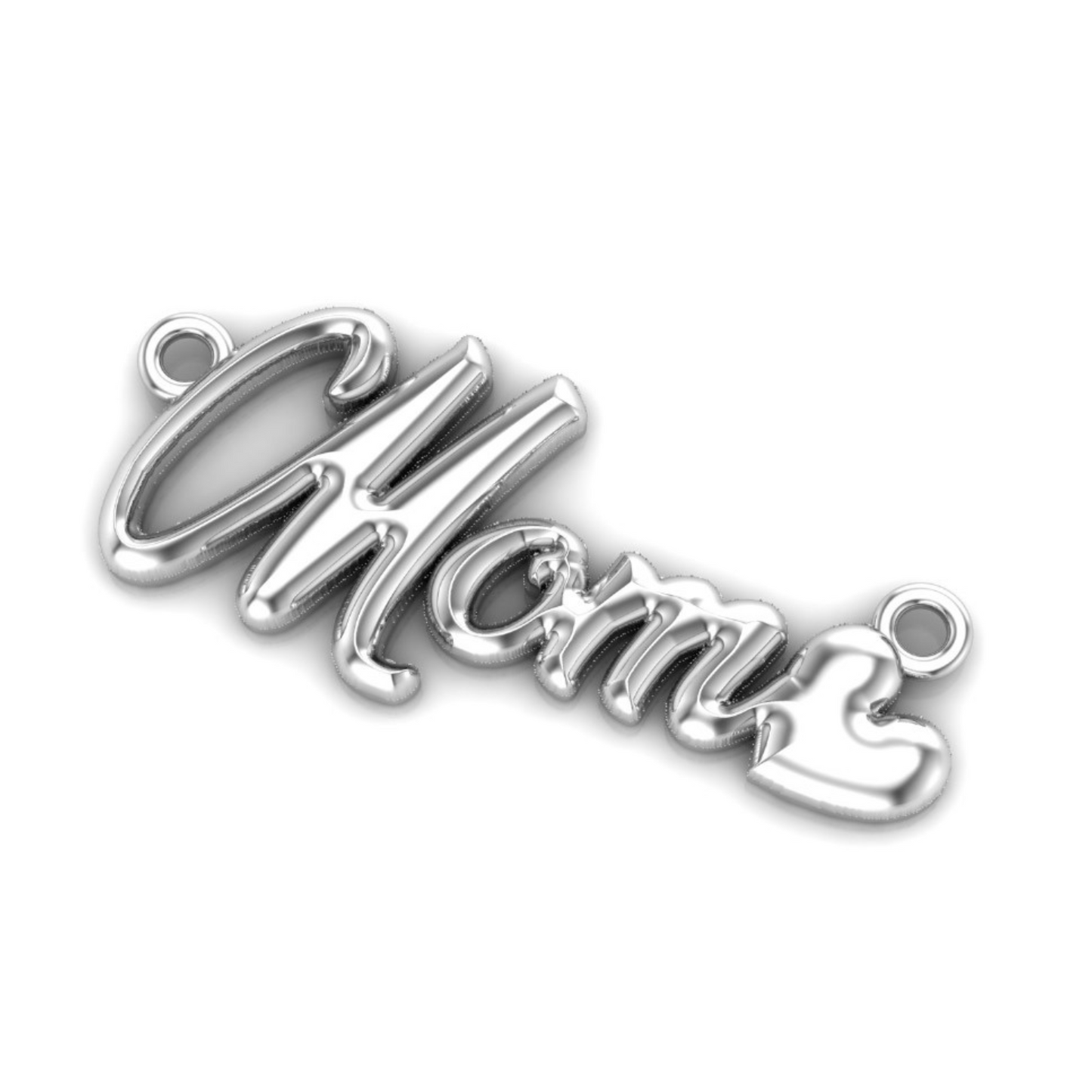 White Gold Mom Script Pendant