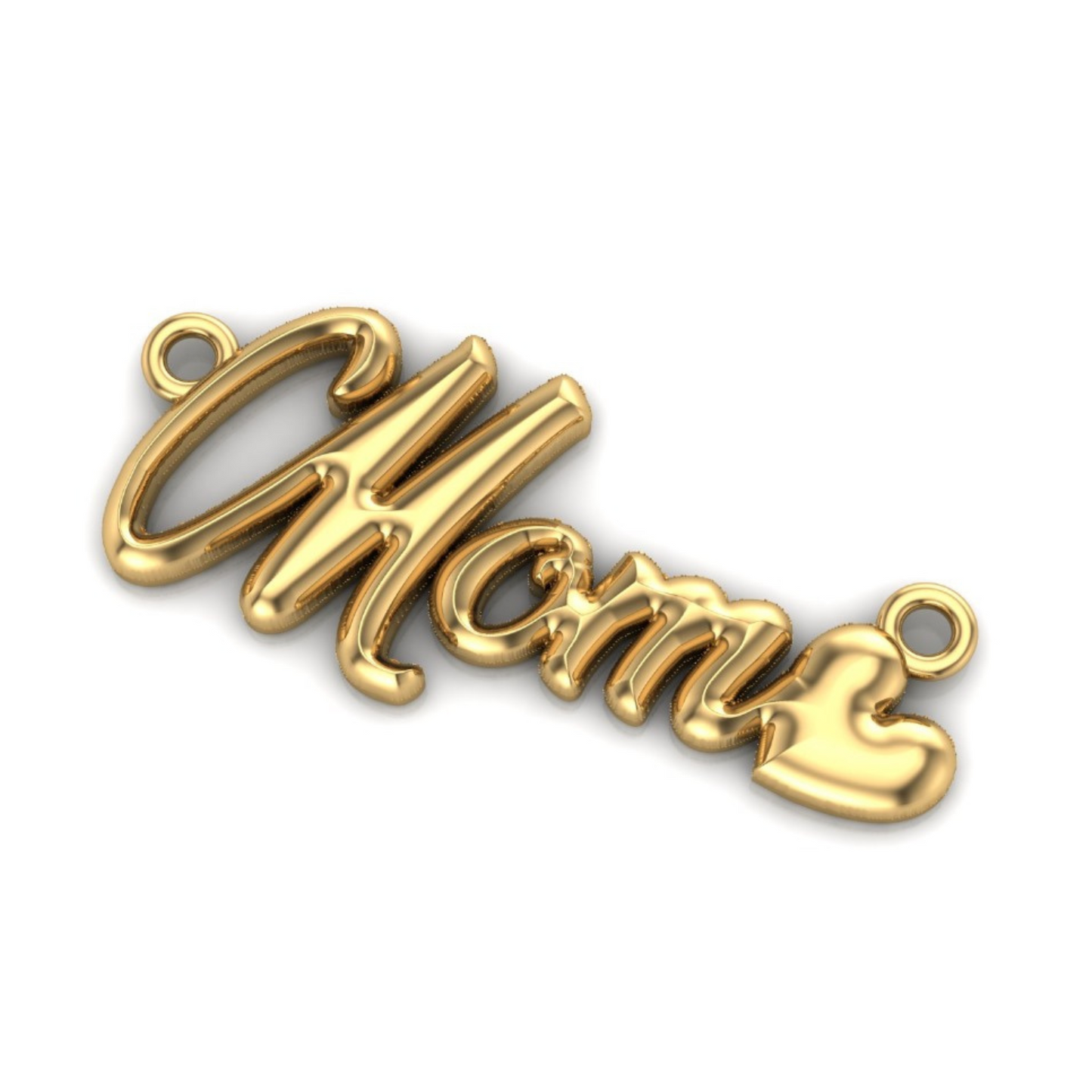 Yellow Gold Mom Script Pendant