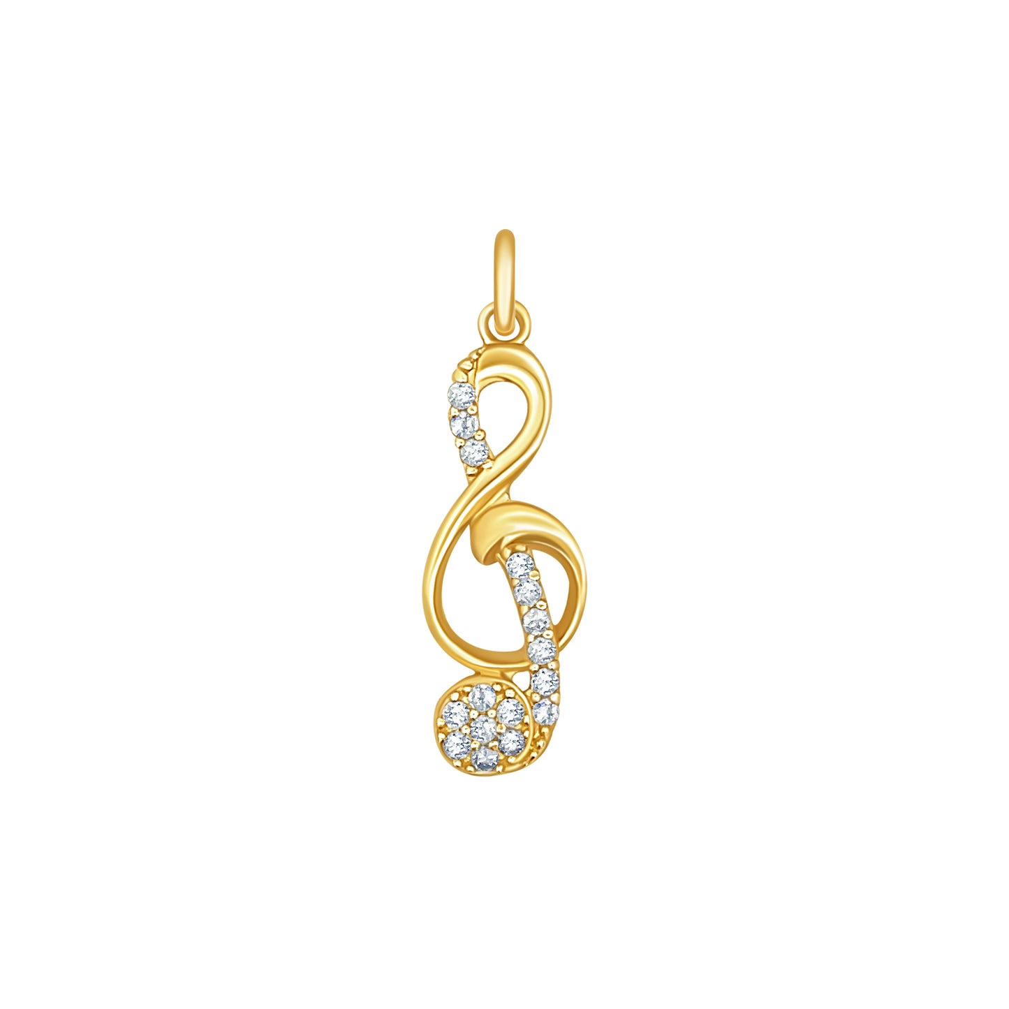 Gold Music Note Pendant with Sparkling Stones