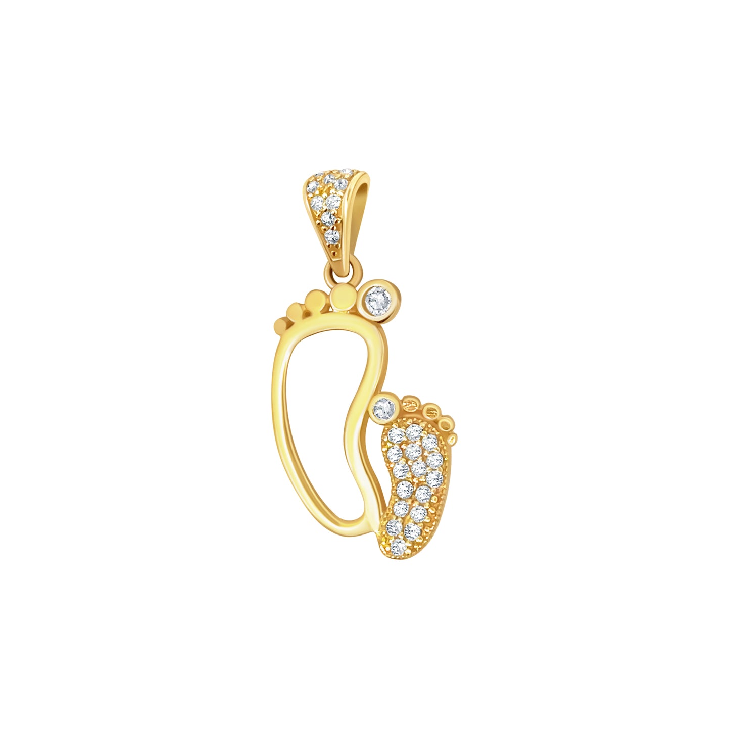 Gold Footprint Pendant with Sparkling Stones