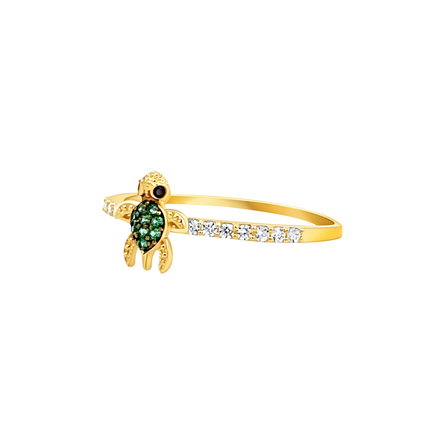 Green Stone Turtle Ring