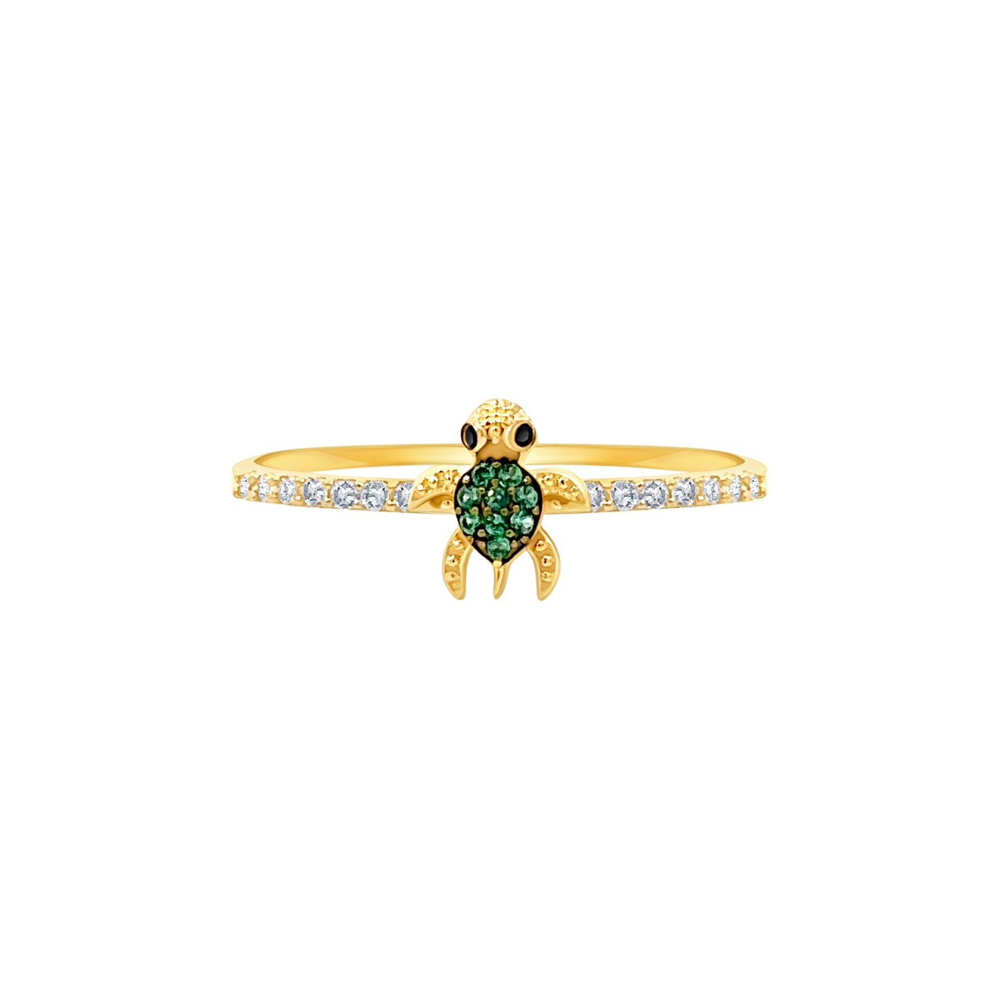 Green Stone Turtle Ring