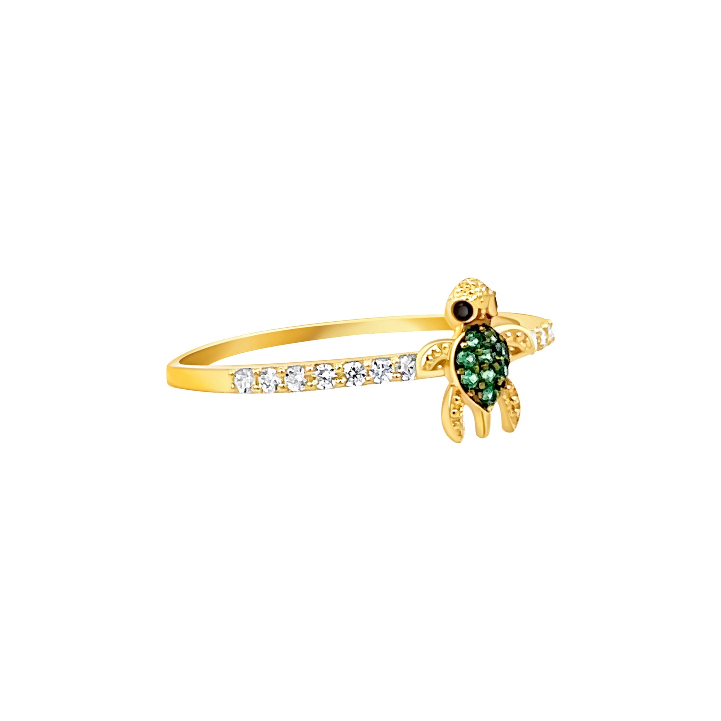 Green Stone Turtle Ring