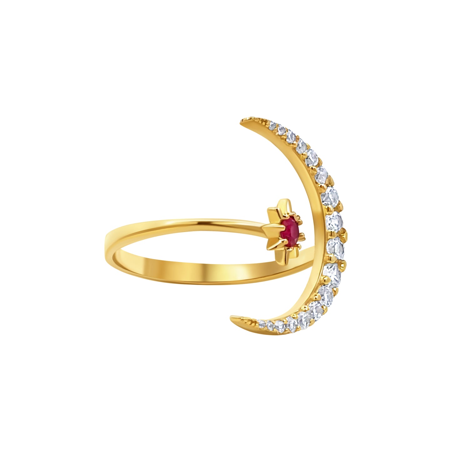 Moon and Star Ring