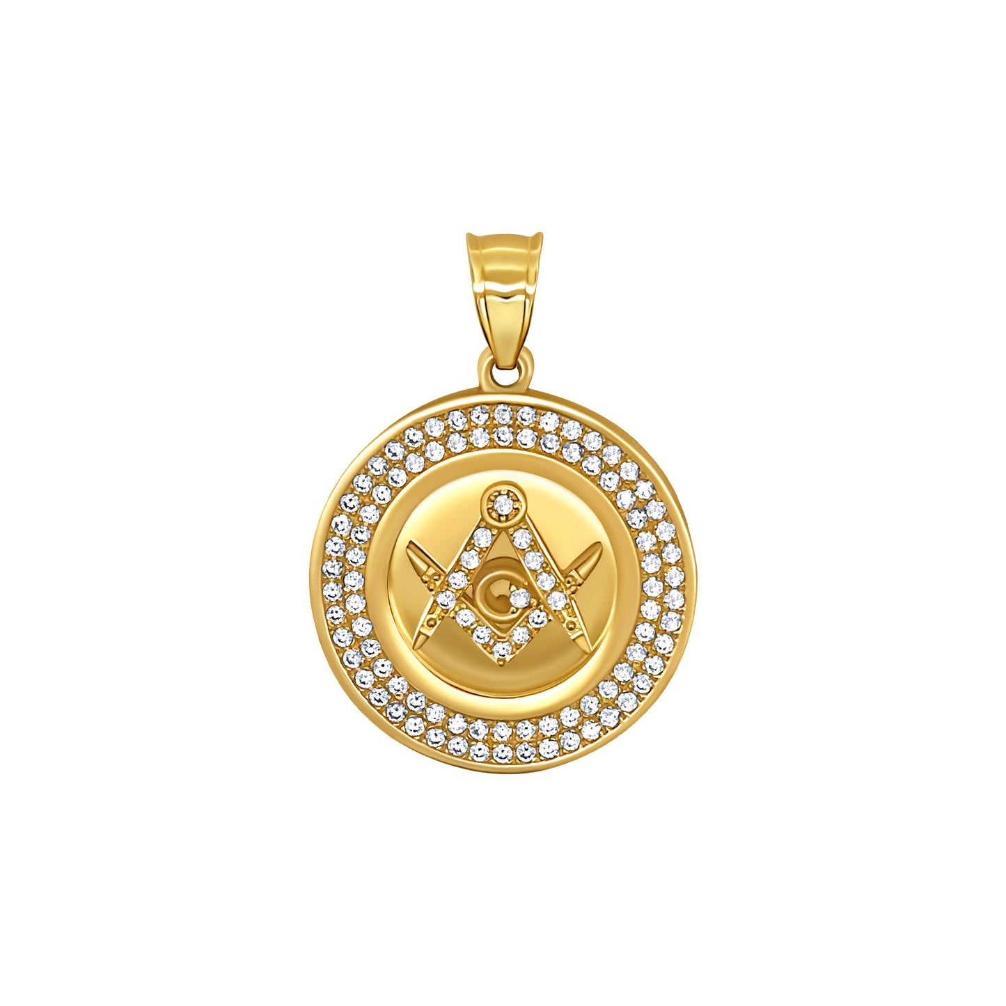 Gold Masonic Medallion Pendant with Sparkling Stones