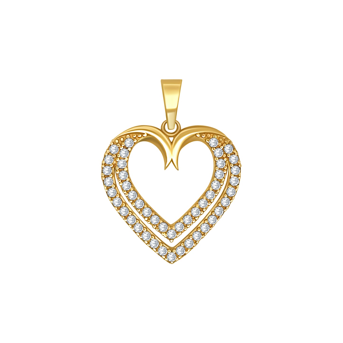 Gold Heart Pendant with Sparkling Stones