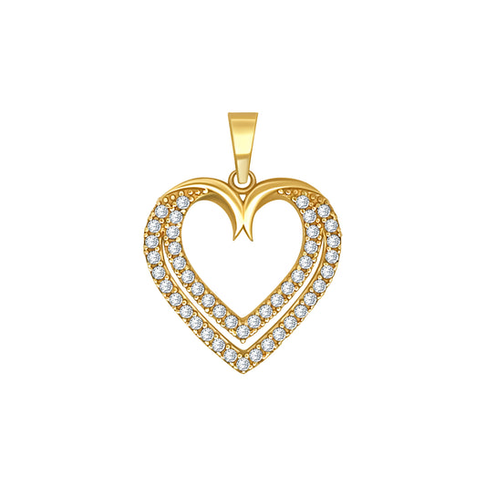 Gold Heart Pendant with Sparkling Stones