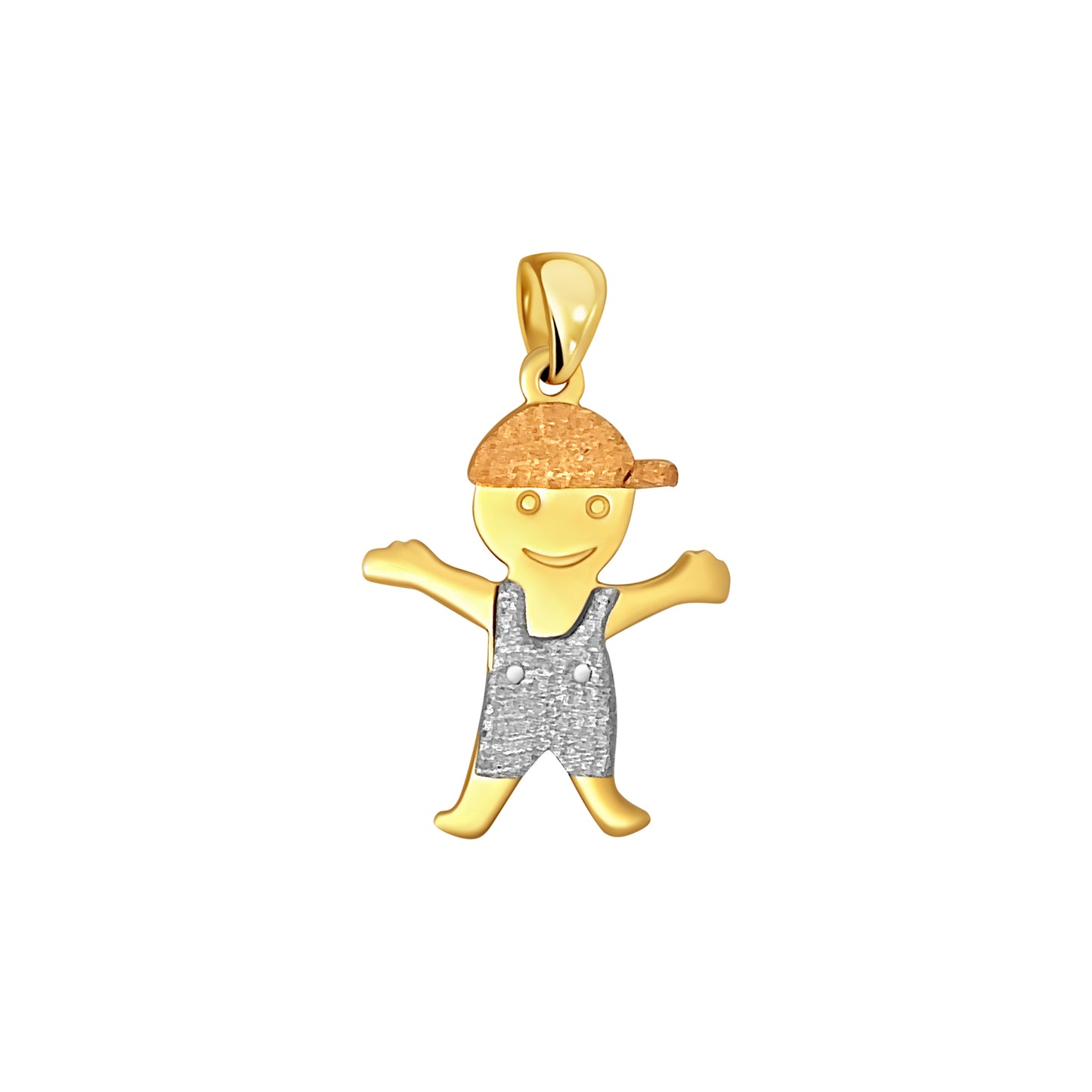 Gold Boy Pendant with Rose Gold Cap and White Gold Overalls