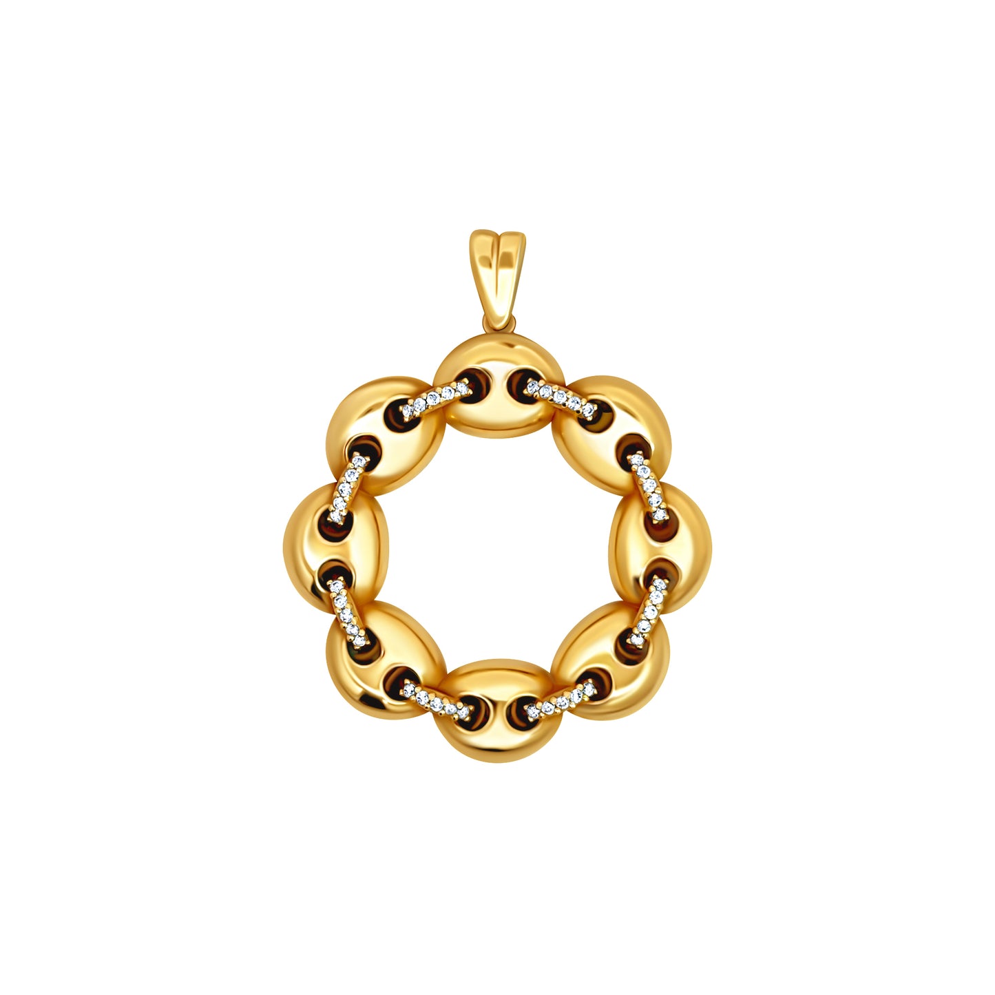 Gold Circle Pendant with Interlinked Design