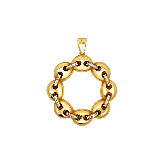 Gold Circle Pendant with Interlinked Design