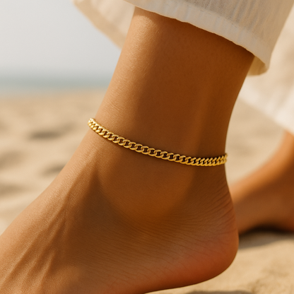 10K Yellow Gold Cuban Anklet