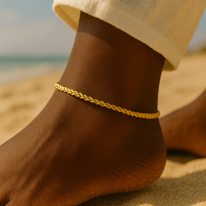 18K Yellow Gold Rope Anklet
