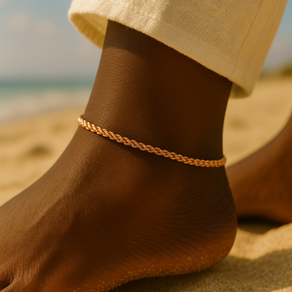 18K Rose Gold Rope Anklet