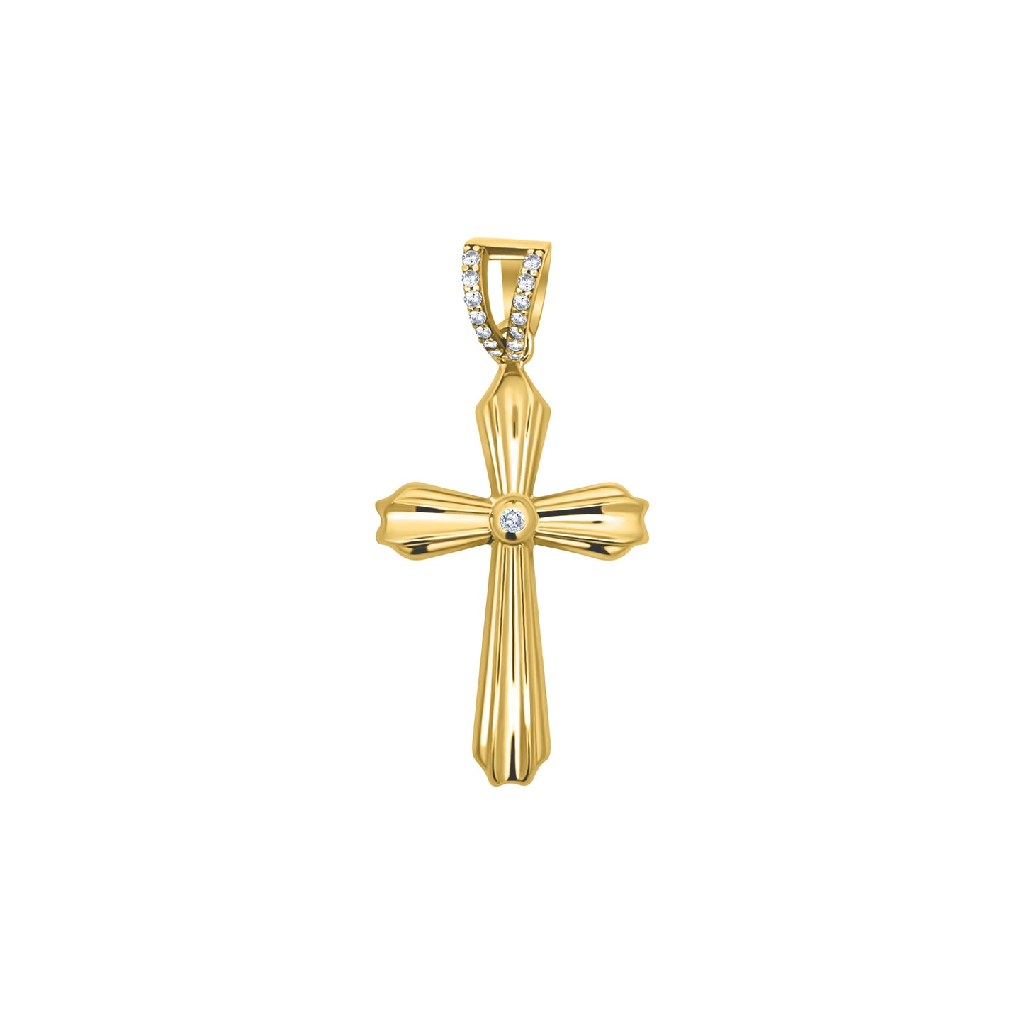 Gold Cross Pendant with Stone Accent