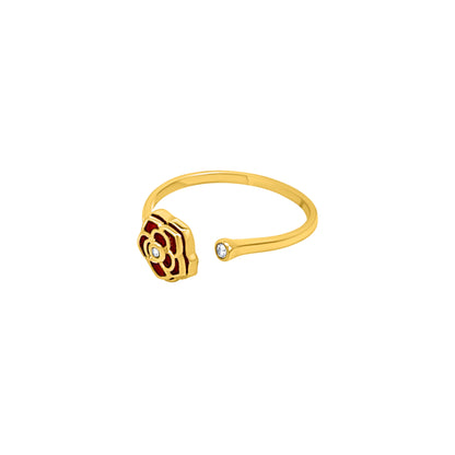 Adjustable Rose Enamel Ring