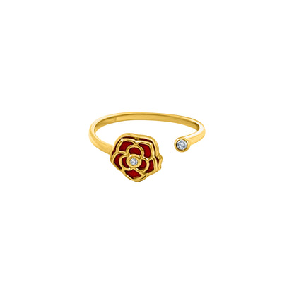 Adjustable Rose Enamel Ring