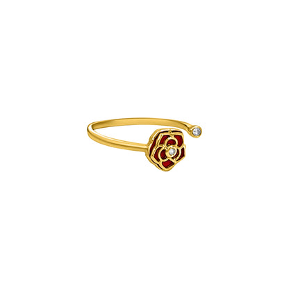 Adjustable Rose Enamel Ring