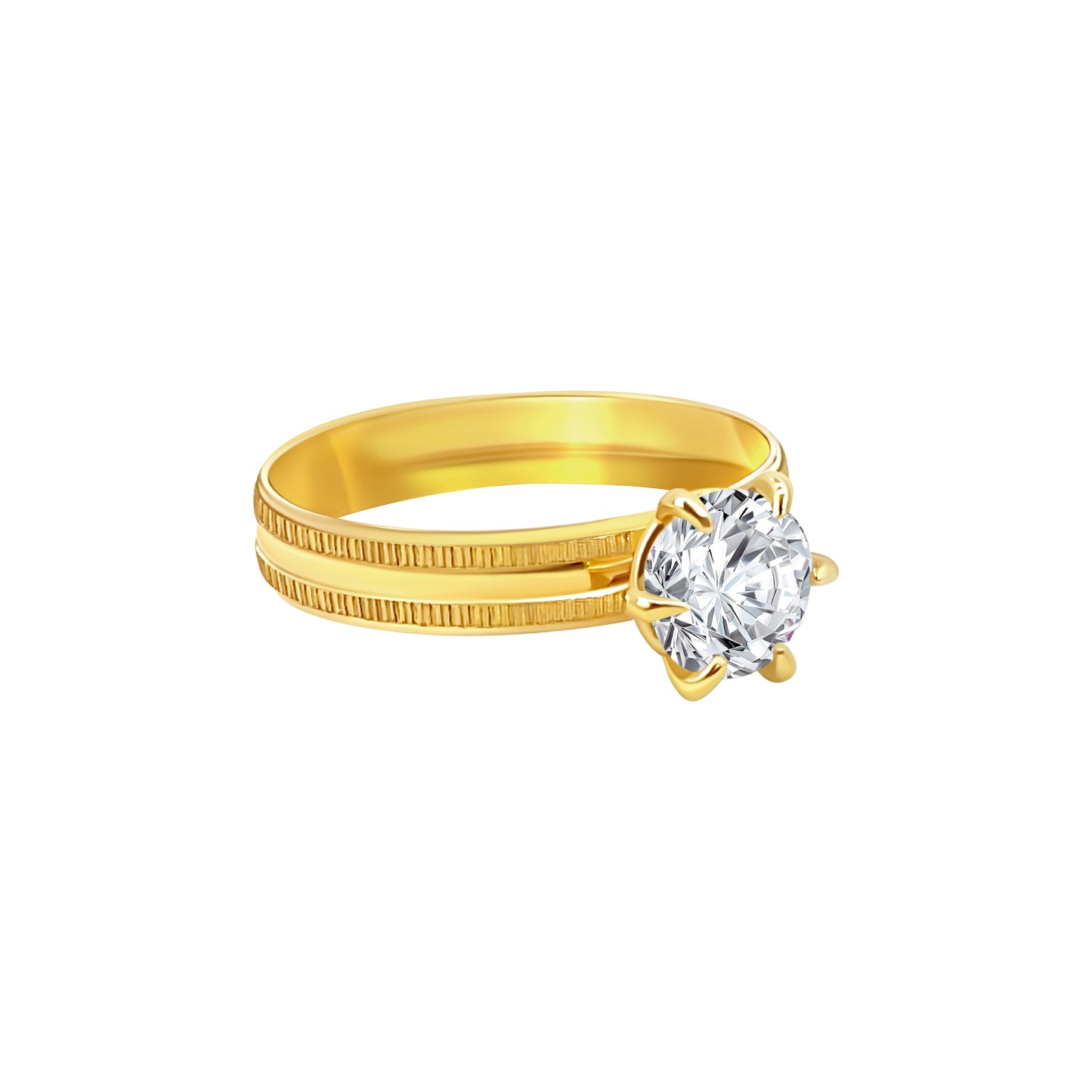 Gold Solitaire Stone Ring