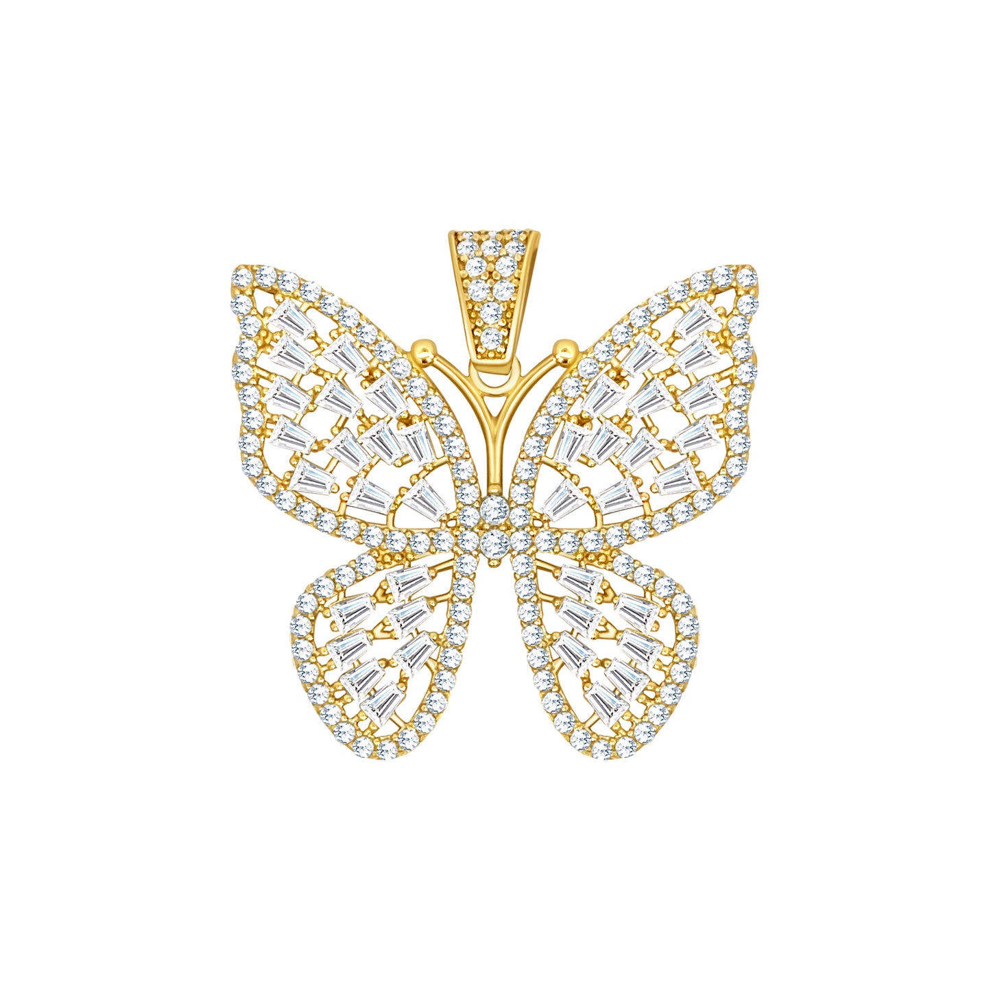 Butterfly Pendant with White Stones