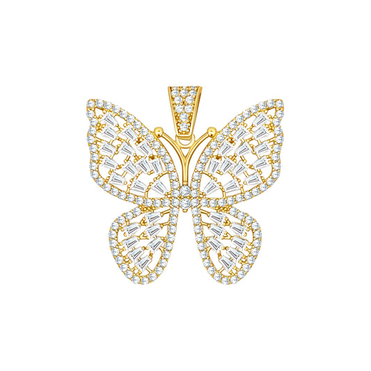 Butterfly Pendant with White Stones