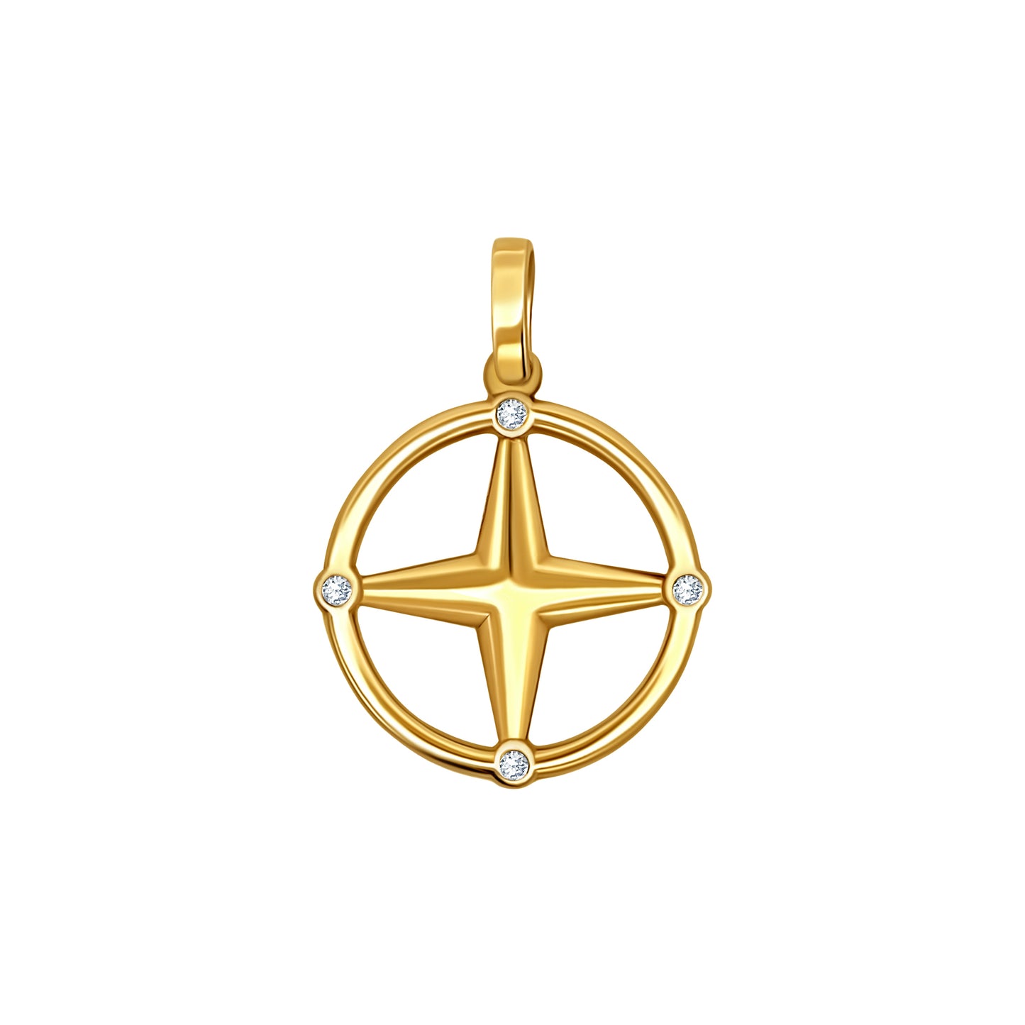 Gold Compass Pendant with Sparkling Accents