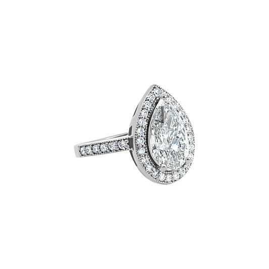 White Gold Pear-Shaped Halo Diamond Ring