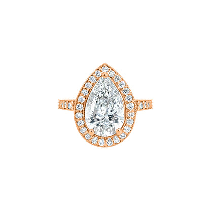 Rose Gold Pear-Shaped Halo Diamond Ring