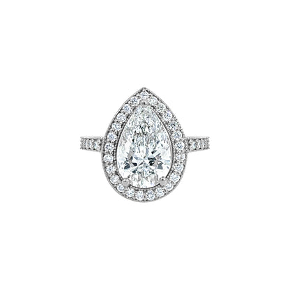 White Gold Pear-Shaped Halo Diamond Ring