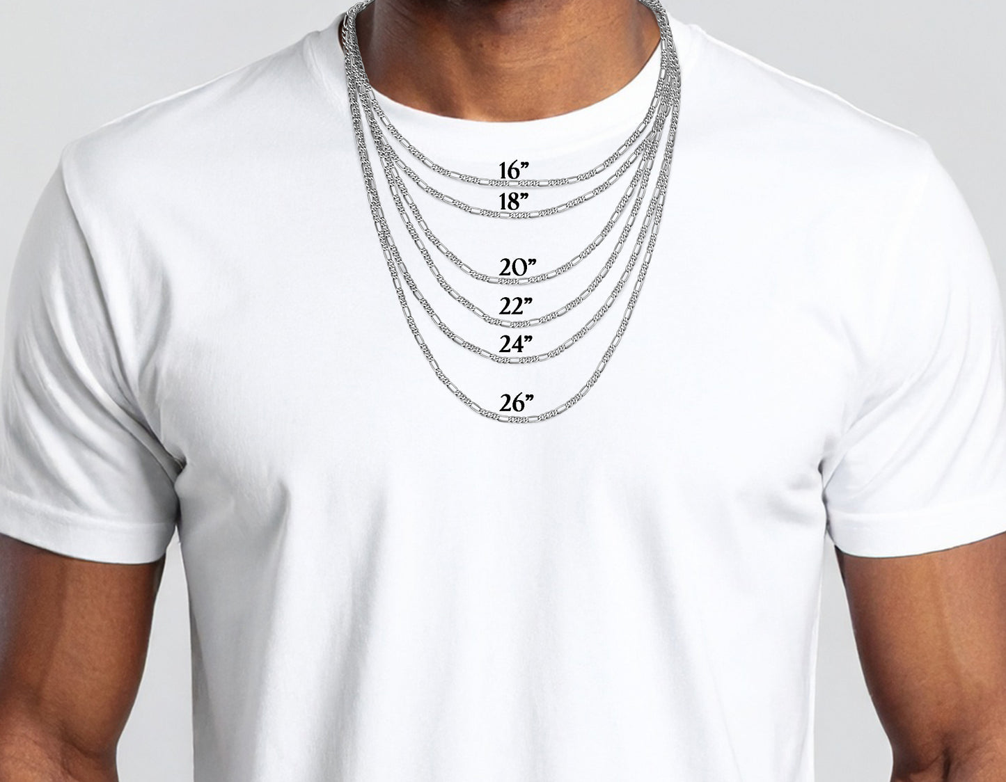 14K White Gold Figaro Link Chain