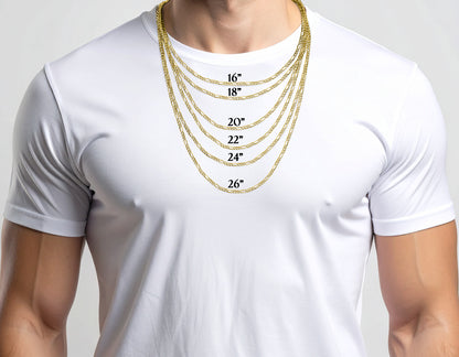 10K Yellow Gold Figaro Link Chain