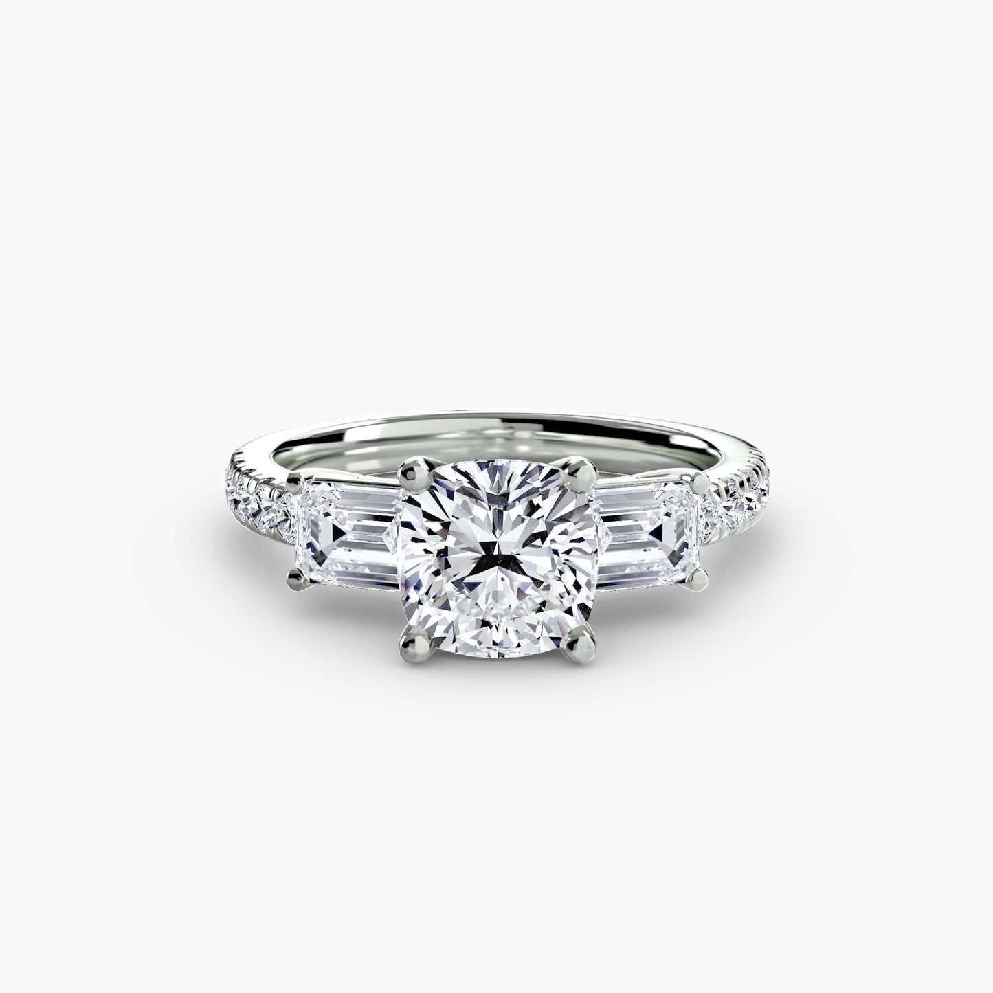Three-Stone Ring with Pavé Band 4