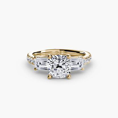 Three-Stone Ring with Pavé Band 4