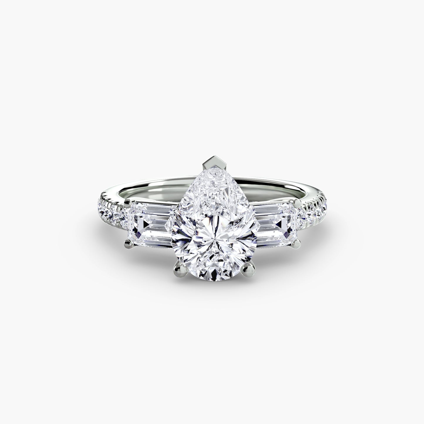 Three-Stone Ring with Pavé Band 4