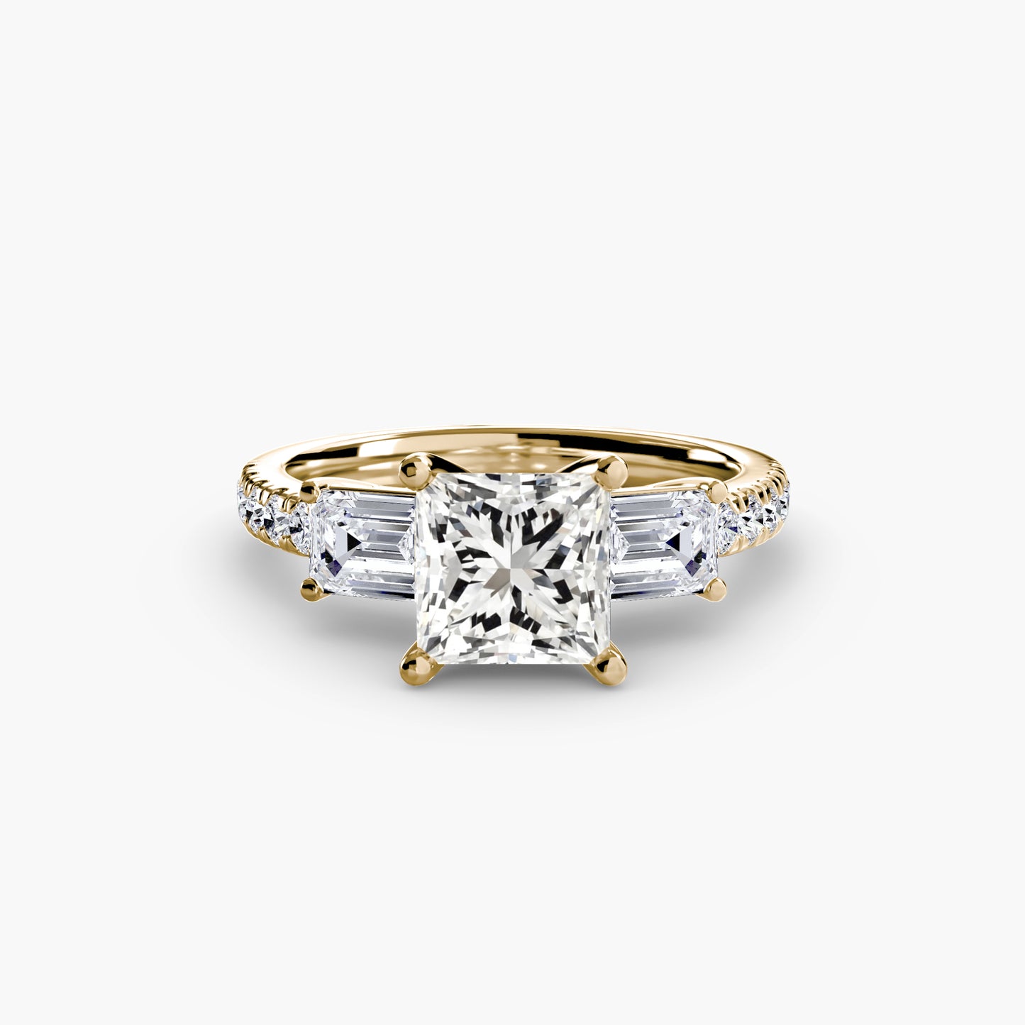Three-Stone Ring with Pavé Band 4