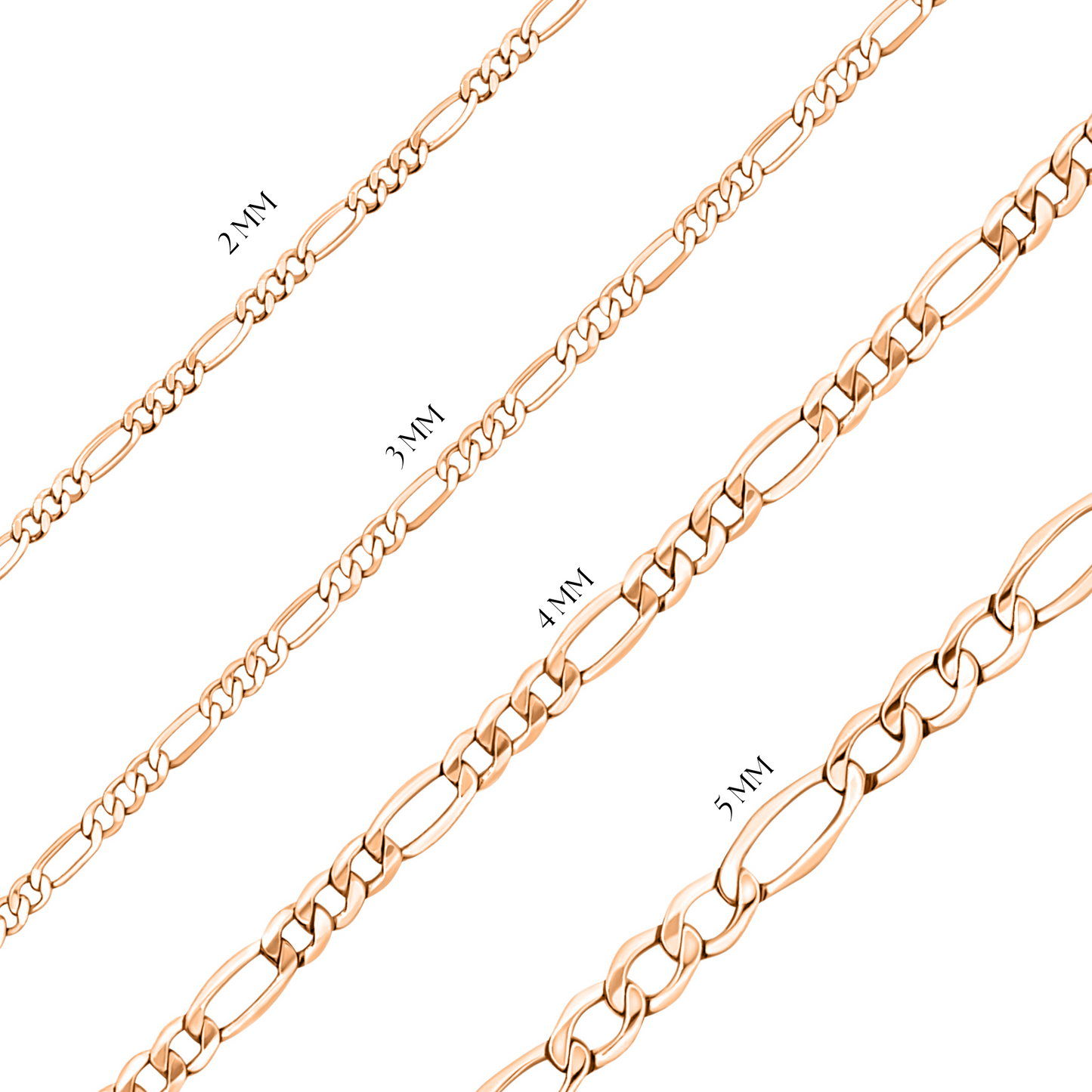 18K Rose Gold Figaro Link Chain