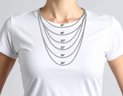 10K White Gold Rope Chain