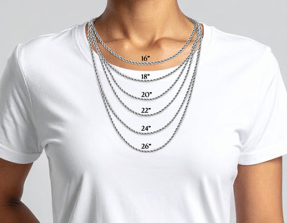 14K White Gold Rope Chain