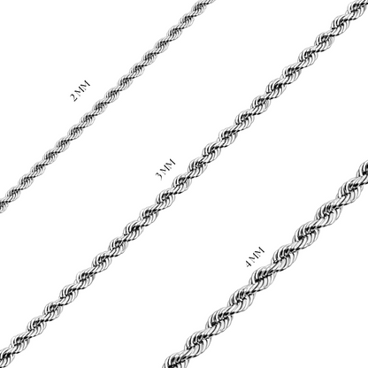 10K White Gold Rope Chain