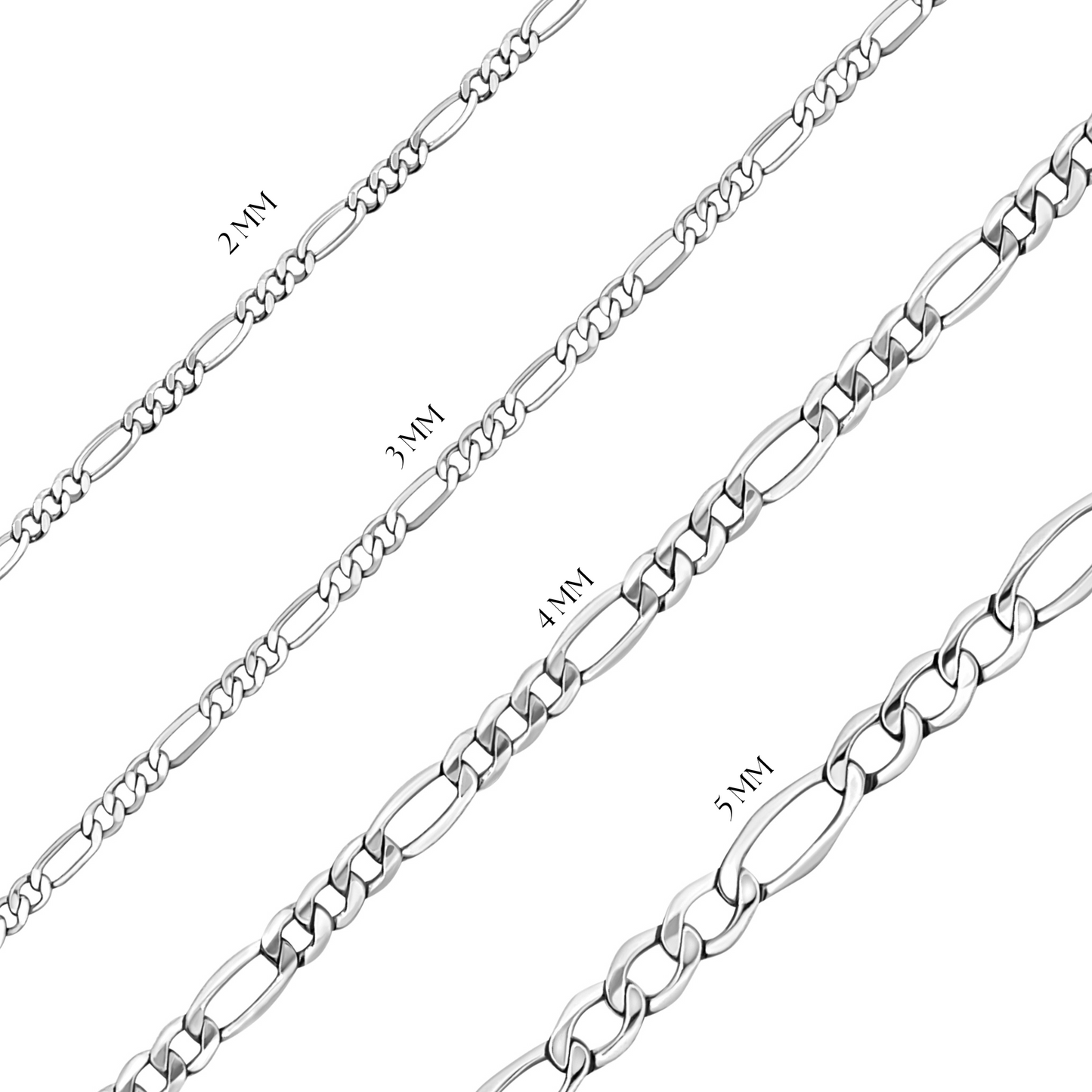 14K White Gold Figaro Link Chain